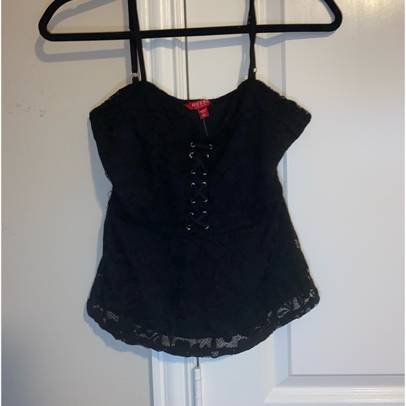 Vintage “GUESS” Lace Perplum Corset Top - Picture 1 of 5